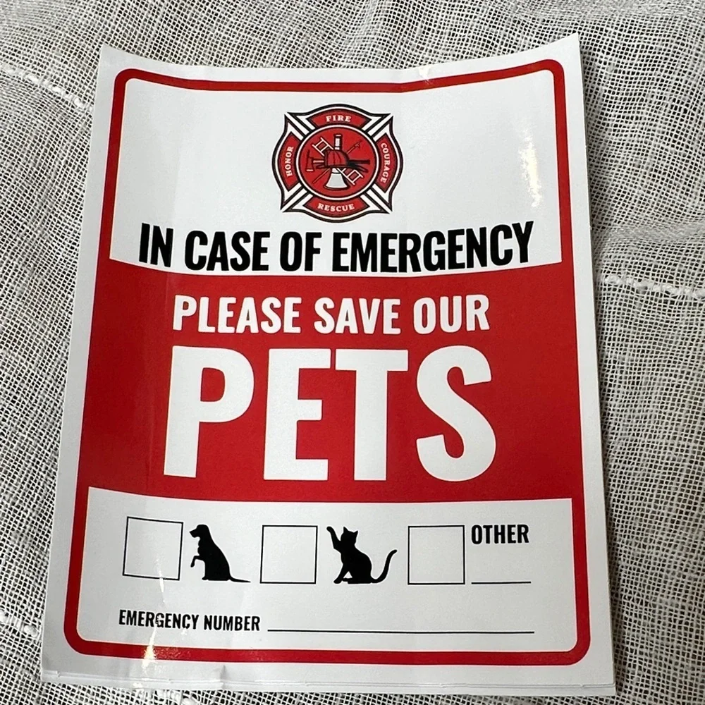911 Emergency Sticker for Pet Life Saving NWT 5x4
